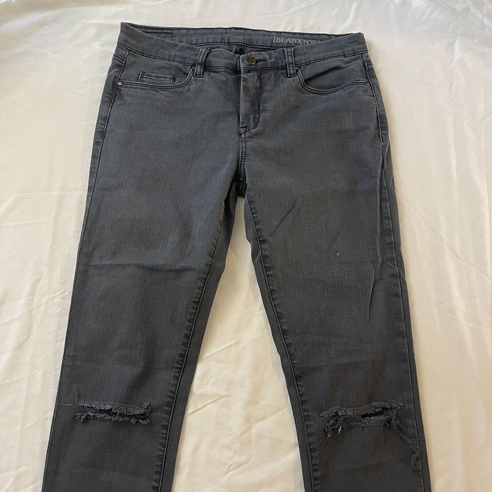 Blank NYC Womens Black Distressed Skinny Jeans Size‎ 28 Stretch Denim